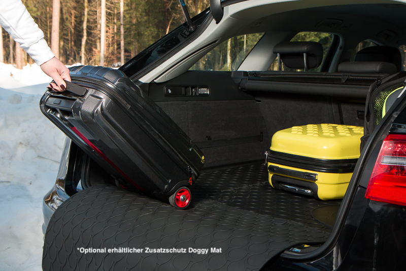 Design Kofferraumwanne passend für Skoda Kodiaq 5 Sitzer ab BJ. 03.2017> für  unteren (tiefen) Ladeboden, ohne Reserverad (nicht für variablen Ladeboden)  Kofferraummatte passgenau mit erhöhtem Rand | Aroba | Automatten
