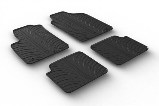 Design Gummi Fußmatten mit erhöhtem Rand passend für Fiat 500, Abarth 500,  500 C 07.2015> 4 tlg Farbe Schwarz Gummimatten Automatten passgenau