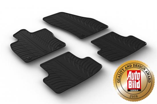 Design Gummi Fußmatten mit erhöhtem Rand passend für Skoda Karoq und Karoq  Scout 01.2018> 4 tlg Farbe Schwarz Gummimatten Automatten passgenau