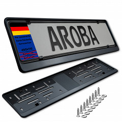 2x premium okvir registrskih tablic ČRNO POLIRANO NERJAVEČE JEKLO (Black Chrome) za kratke registrske tablice dolžine 46 cm (velikost tablice 460mm x 110mm) – avtomobilski nosilec registrske tablice, pritrdilni okvir, okvir tablice, INOX, V