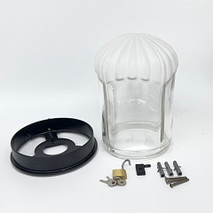 AROBA Grave Lantern weatherproof 20 cm glass cover with ALU base in black grave light 14 cm diameter lockable incl. Padlock BLACK