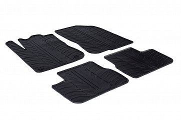 Design Gummi Fußmatten passend für Peugeot 208 Schrägheck BJ. 04.2012-12.2019 4 tlg mit erhöhtem Rand Farbe Schwarz Gummimatten Automatten passgenau
