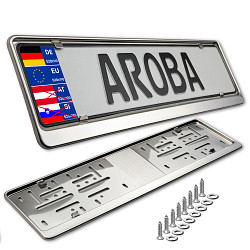 2X Premium 100% Stainless Steel License Plate Frame HIGH SHINE POLISHED For German and EU Plates (LICENSE PLATE SIZE 520MM X 110MM) Number Plate Holder