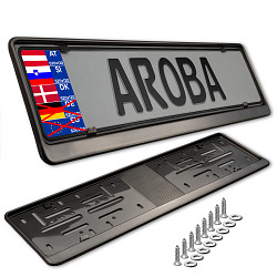 2x premium okvir registrskih tablic GRAPHITE NERJAVEČE JEKLO (Dark Mirror) za SLOVENIJO, AVSTRIJO, MADŽARSKO, DANSKO (tablice velikosti 520mm x 120mm) avtomobilski nosilec registrske tablice, okvir, INOX, V2A