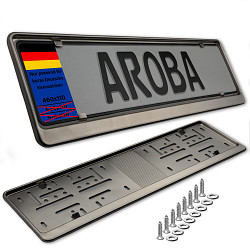 2x Premium Auto Kennzeichenhalter 100% EDELSTAHL GEBÜRSTET für 46cm KURZKENNZEICHEN (Kennzeichen der Größe 460mm x 110mm) Nummernschildhalter Kennzeichenhalterung Kennzeichenrahmen INOX V2A Rostfreier Stahl