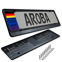 2x Premium Auto Kennzeichenhalter 100% EDELSTAHL SCHWARZ poliert (Black Chrome) für 46cm KURZKENNZEICHEN (Kennzeichen der Größe 460mm x 110mm) Nummernschildhalter Kennzeichenhalterung Kennzeichenrahmen INOX V2A Rostfreier Stahl