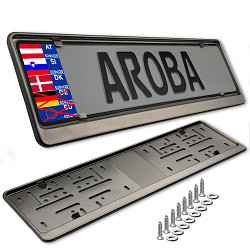 2x premium okvir registrskih tablic BRUŠENO NERJAVEČE JEKLO za SLOVENIJO, AVSTRIJO, MADŽARSKO, DANSKO (tablice velikosti 520mm x 120mm) avtomobilski nosilec registrske tablice, okvir, INOX, V2A