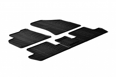 Design Gummi Fußmatten passend für Peugeot 5008 BJ. 10.2009-12.2016 5 tlg mit erhöhtem Rand Farbe Schwarz Gummimatten Automatten passgenau
