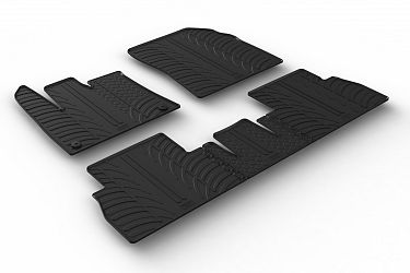 Custom Fit Rubber Floor Mats Compatible With Peugeot Rifter Passenger Without Switching Passenger Seat, With Round Fixings 09.2018-> 5 Pcs Set, With Raised Edge, Award Winning Design, Black Colour, Precision-Fit Rubber Car Mats