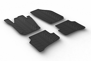 Design Gummi Fußmatten passend für Skoda Fabia Schrägheck BJ. 11.2014-05.2021 4 tlg mit erhöhtem Rand Farbe Schwarz Gummimatten Automatten passgenau