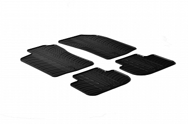Design Gummi Fußmatten passend für Alfa Romeo 147 BJ. 01.2001-04.2010 4 tlg mit erhöhtem Rand Farbe Schwarz Gummimatten Automatten passgenau