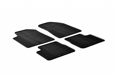Design Gummi Fußmatten passend für Alfa Romeo Giulietta BJ. 05.2010-09.2013 4 tlg mit erhöhtem Rand Farbe Schwarz Gummimatten Automatten passgenau