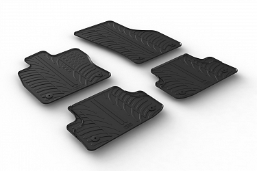 Design Gummi Fußmatten passend für Audi A3 und A3 Sportback, S3, RS3 (8V) BJ. 06.2012-03.2020 4 tlg mit erhöhtem Rand Farbe Schwarz Gummimatten Automatten passgenau