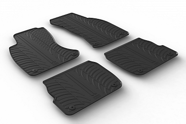 Design Gummi Fußmatten passend für Audi A6 Limousine und Avant (Kombi) BJ. 01.1998-11.2004 4 tlg mit erhöhtem Rand Farbe Schwarz Gummimatten Automatten passgenau