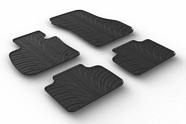 Design Gummi Fußmatten passend für BMW 2er Active Tourer F45 BJ. 09.2014-09.2021 4 tlg mit erhöhtem Rand Farbe Schwarz Gummimatten Automatten passgenau