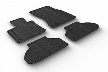 Design Gummi Fußmatten passend für BMW X6 F16, X6M F86, M50d BJ. 12.2014-06.2019 4 tlg mit erhöhtem Rand Farbe Schwarz Gummimatten Automatten passgenau