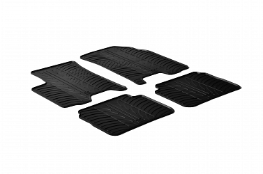 Design Gummi Fußmatten passend für Chevrolet Aveo BJ. 03.2006-06.2011 4 tlg mit erhöhtem Rand Farbe Schwarz Gummimatten Automatten passgenau