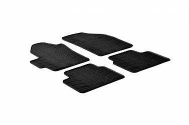 Design Gummi Fußmatten passend für Chevrolet Matiz BJ. 01.2005-11.2010 4 tlg mit erhöhtem Rand Farbe Schwarz Gummimatten Automatten passgenau