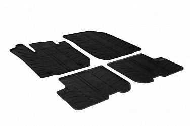 Design Gummi Fußmatten passend für Dacia Sandero und Sandero Stepway BJ. 12.2012-09.2020 4 tlg mit erhöhtem Rand Farbe Schwarz Gummimatten Automatten passgenau
