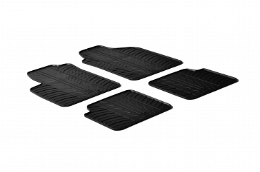 Design Gummi Fußmatten passend für Fiat 500, Abarth 500, 500 C BJ. 10.2007-06.2015 4 tlg mit erhöhtem Rand Farbe Schwarz Gummimatten Automatten passgenau