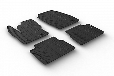 Design Gummi Fußmatten passend für Ford Transit Connect Kombi und Kastenwagen (L1, L2) ab BJ. 08.2014-> 4 tlg mit erhöhtem Rand Farbe Schwarz Gummimatten Automatten passgenau