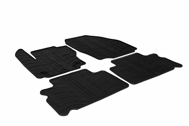 Design Gummi Fußmatten passend für Ford Galaxy (Facelift) BJ. 05.2010-05.2015 4 tlg mit erhöhtem Rand Farbe Schwarz Gummimatten Automatten passgenau