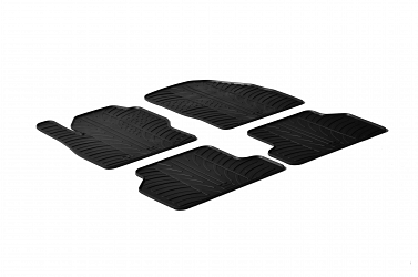 Design Gummi Fußmatten passend für Ford Focus Schrägheck und Focus Turnier (Kombi), ST, RS BJ. 11.2004-05.2011 4 tlg mit erhöhtem Rand Farbe Schwarz Gummimatten Automatten passgenau