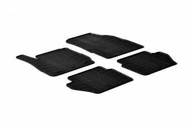 Design Gummi Fußmatten passend für Ford Fiesta und Fiesta ST BJ. 10.2008-06.2017 4 tlg mit erhöhtem Rand Farbe Schwarz Gummimatten Automatten passgenau