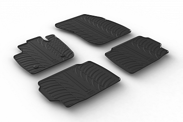 Design Gummi Fußmatten passend für Ford Mondeo Turnier (Kombi), Limousine (Stufenheck) und Fließheck BJ. 10.2014-01.2019 4 tlg mit erhöhtem Rand Farbe Schwarz Gummimatten Automatten passgenau