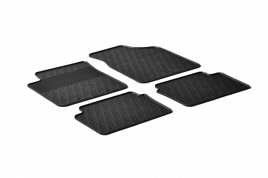 Design Gummi Fußmatten passend für Hyundai i10 BJ. 03.2008-10.2013 4 tlg mit erhöhtem Rand Farbe Schwarz Gummimatten Automatten passgenau