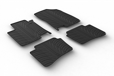 Design Gummi Fußmatten passend für Hyundai i20 und i20 Active BJ. 02.2014-08.2020 4 tlg mit erhöhtem Rand Farbe Schwarz Gummimatten Automatten passgenau