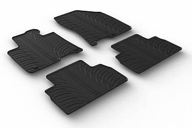 Custom Fit Rubber Floor Mats Compatible With Hyundai Santa Fe 08.2018-12.2020 4 Pcs Set, With Raised Edge, Award Winning Design, Black Colour, Precision-Fit Rubber Car Mats