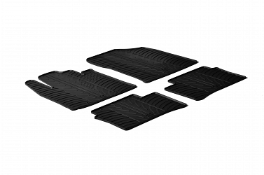 Design Gummi Fußmatten passend für Kia Picanto BJ. 05.2011-03.2017 4 tlg mit erhöhtem Rand Farbe Schwarz Gummimatten Automatten passgenau