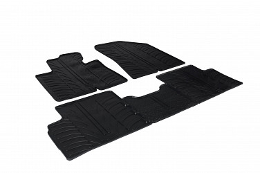 Custom Fit Rubber Floor Mats Compatible With Kia Carens 06.2013-09.2016 4 Pcs Set, With Raised Edge, Award Winning Design, Black Colour, Precision-Fit Rubber Car Mats