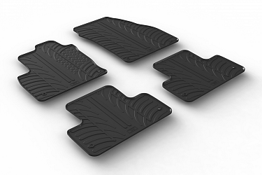 Design Gummi Fußmatten passend für Land Rover Range Rover Evoque BJ. 01.2013-10.2021 4 tlg mit erhöhtem Rand Farbe Schwarz Gummimatten Automatten passgenau