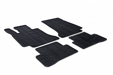 Design Gummi Fußmatten passend für Mercedes Benz C Klasse Limousine und T Modell (Kombi) W205/S205/C205 BJ. 03.2014-02.2021 4 tlg mit erhöhtem Rand Farbe Schwarz Gummimatten Automatten passgenau