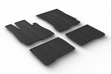 Design Gummi Fußmatten passend für Mercedes Benz S Klasse W221  BJ. 10.2005-08.2013 4 tlg mit erhöhtem Rand Farbe Schwarz Gummimatten Automatten passgenau