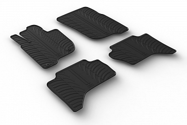 Design Gummi Fußmatten passend für Mitsubishi L200 Pick up BJ. 10.2015-08.2019 4 tlg mit erhöhtem Rand Farbe Schwarz Gummimatten Automatten passgenau