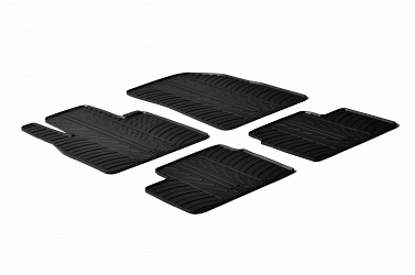 Design Gummi Fußmatten passend für Nissan Micra BJ. 03.2011-02.2017 4 tlg mit erhöhtem Rand Farbe Schwarz Gummimatten Automatten passgenau