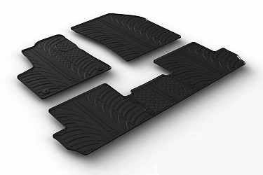 Design Gummi Fußmatten passend für Peugeot 3008 (auch für Hybrid) BJ. 10.2016-11.2023 5 tlg mit erhöhtem Rand Farbe Schwarz Gummimatten Automatten passgenau