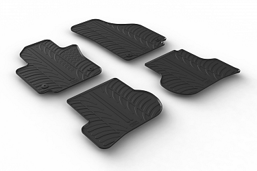 Design Gummi Fußmatten passend für Seat Altea BJ. 04.2009-09.2015 4 tlg mit erhöhtem Rand Farbe Schwarz Gummimatten Automatten passgenau