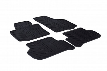 Design Gummi Fußmatten passend für Skoda Yeti Facelift BJ. 10.2013-07.2017 4 tlg mit erhöhtem Rand Farbe Schwarz Gummimatten Automatten passgenau