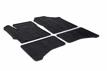 Design Gummi Fußmatten passend für Toyota Yaris Hybrid   BJ. 10.2011-08.2020 4 tlg mit erhöhtem Rand Farbe Schwarz Gummimatten Automatten passgenau
