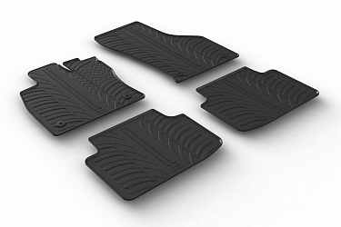 Design Gummi Fußmatten passend für Volkswagen Passat Limousine, Variant (Kombi), Alltrack, GTE (B8) BJ. 11.2014-11.2023 4 tlg mit erhöhtem Rand Farbe Schwarz Gummimatten Automatten passgenau