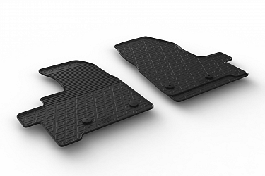 Design Gummi Fußmatten passend für Ford Transit Custom Kastenwagen und Doppelkabine mit Automatikgetriebe BJ. 01.2018-07.2023 2 tlg mit erhöhtem Rand Farbe Schwarz Gummimatten Automatten passgenau