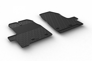 Design Gummi Fußmatten passend für Ford Transit Custom Kastenwagen und Doppelkabine mit Schaltgetriebe BJ. 01.2018-07.2023 2 tlg mit erhöhtem Rand Farbe Schwarz Gummimatten Automatten passgenau