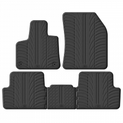 Design Gummi Fußmatten passend für DS Automobiles DS7 Crossback ab BJ. 02.2018-> 5 tlg mit erhöhtem Rand Farbe Schwarz Gummimatten Automatten passgenau