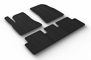 Custom Fit Rubber Floor Mats Compatible With Tesla Model 3 Facelift 12.2020-09.2023 5 Pcs Set, With Raised Edge, Award Winning Design, Black Colour, Precision-Fit Rubber Car Mats