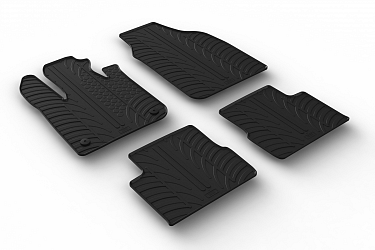 Custom Fit Rubber Floor Mats Compatible With Fiat 500e (electric) 11.2020-> 4 Pcs Set, With Raised Edge, Award Winning Design, Black Colour, Precision-Fit Rubber Car Mats