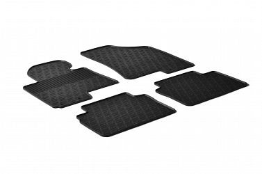 Design Gummi Fußmatten passend für Kia Sportage BJ. 08.2010-01.2016 4 tlg mit erhöhtem Rand Farbe Schwarz Gummimatten Automatten passgenau